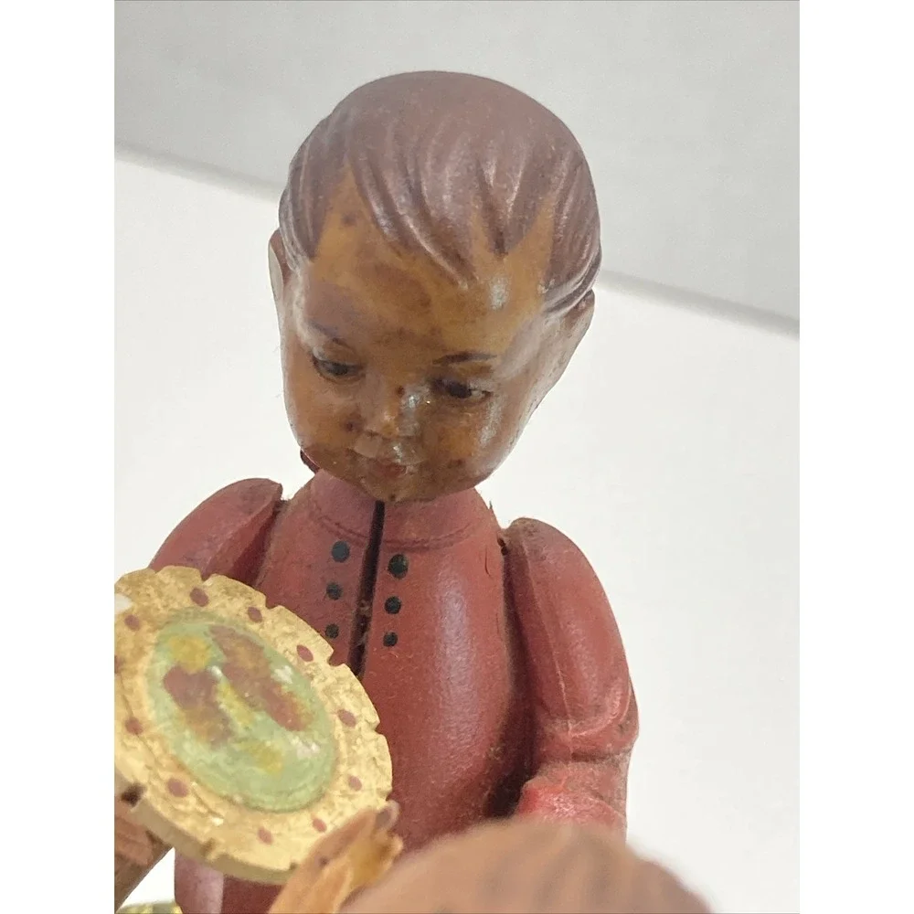 Rare ANRI Reuge Vtg Swiss Music Box Boy & Girl Happy Birthday Mushrooms Working!